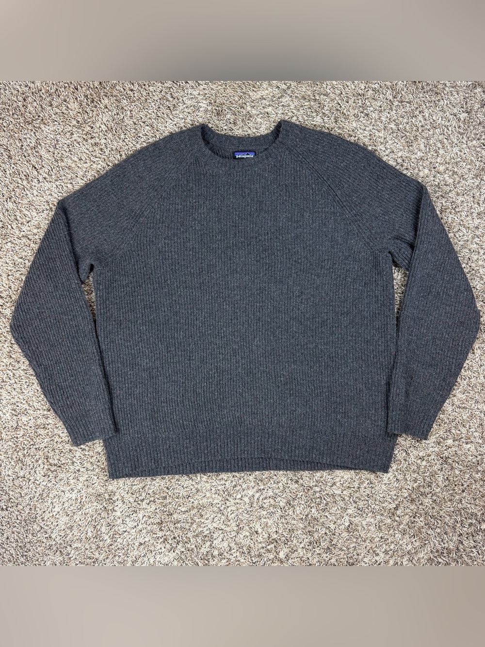 Patagonia Wool Blend Sweater Mens XL Ribbed Knit Crewneck Gray Hiking Outdoors